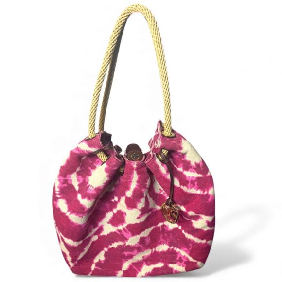 Michael Kors Handbags - MICHAEL KORS - MARINA CANVAS LACQUERPINK CONVERTIBLE PURSE GRAB HANDBAG